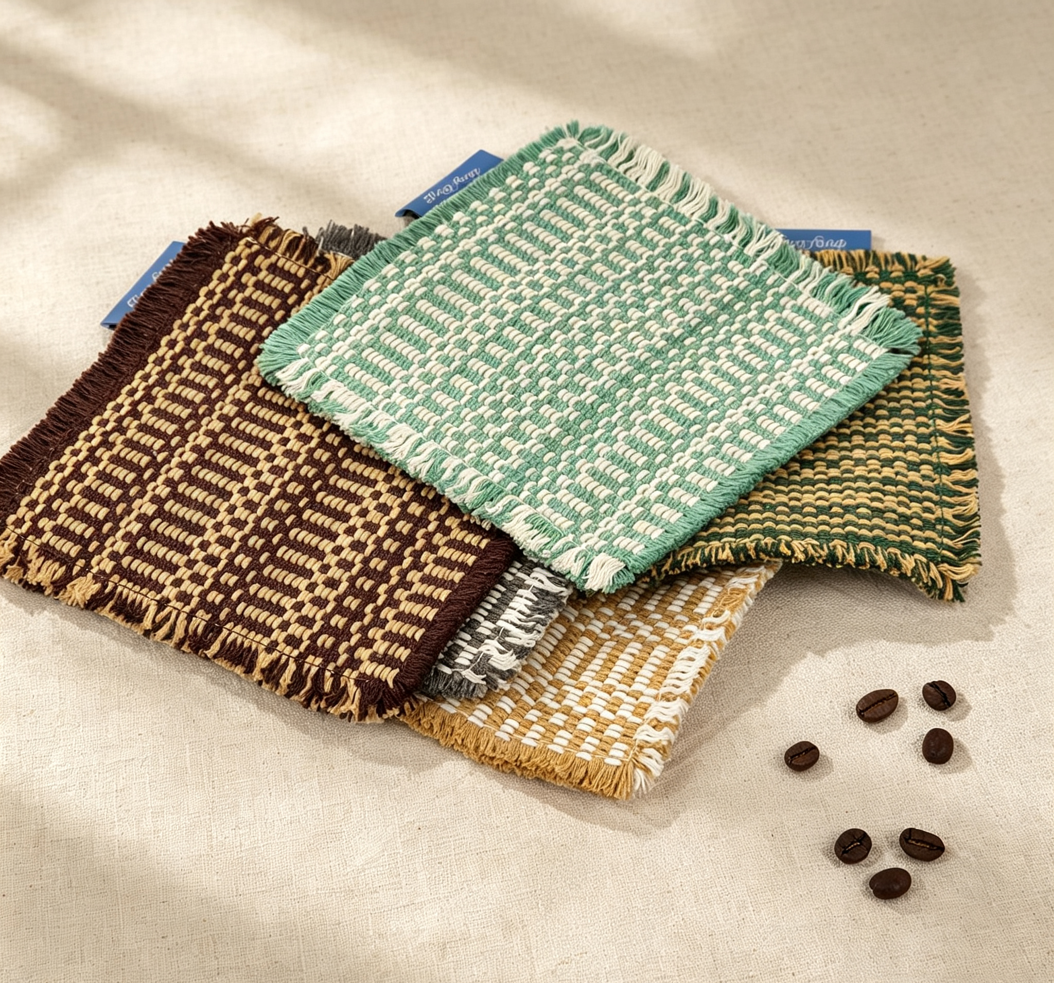 Japanese Retro Tassel Knit Cup Coaster, Thick Cotton Linen Insulated Table Mat, Decorative Pad for Coffee Shop & Home Table