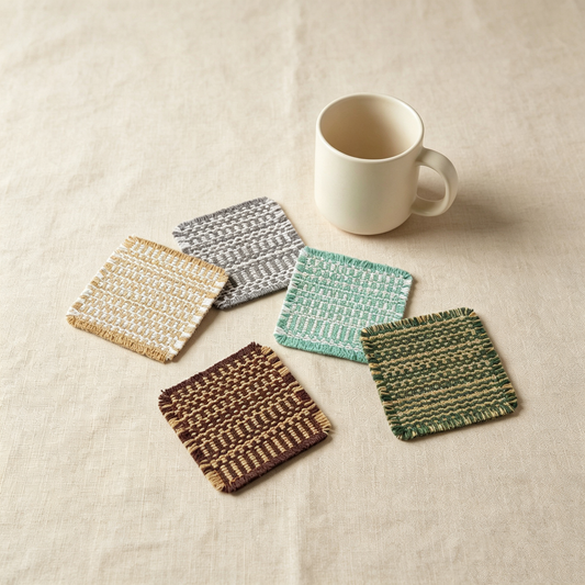 Japanese Retro Tassel Knit Cup Coaster, Thick Cotton Linen Insulated Table Mat, Decorative Pad for Coffee Shop & Home Table