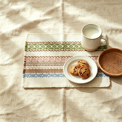 Nordic Cotton Linen Woven Placemats, Striped Heat Resistant Non-Slip Table Mats, Decorative Insulation Pads for Dinner Table