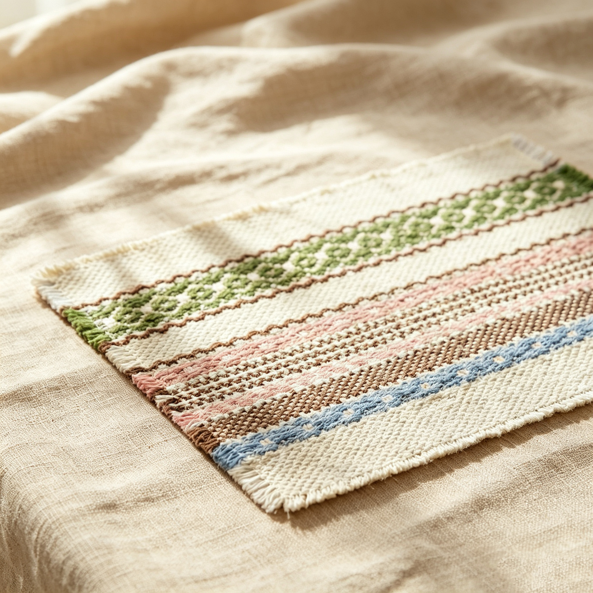 Nordic Cotton Linen Woven Placemats, Striped Heat Resistant Non-Slip Table Mats, Decorative Insulation Pads for Dinner Table